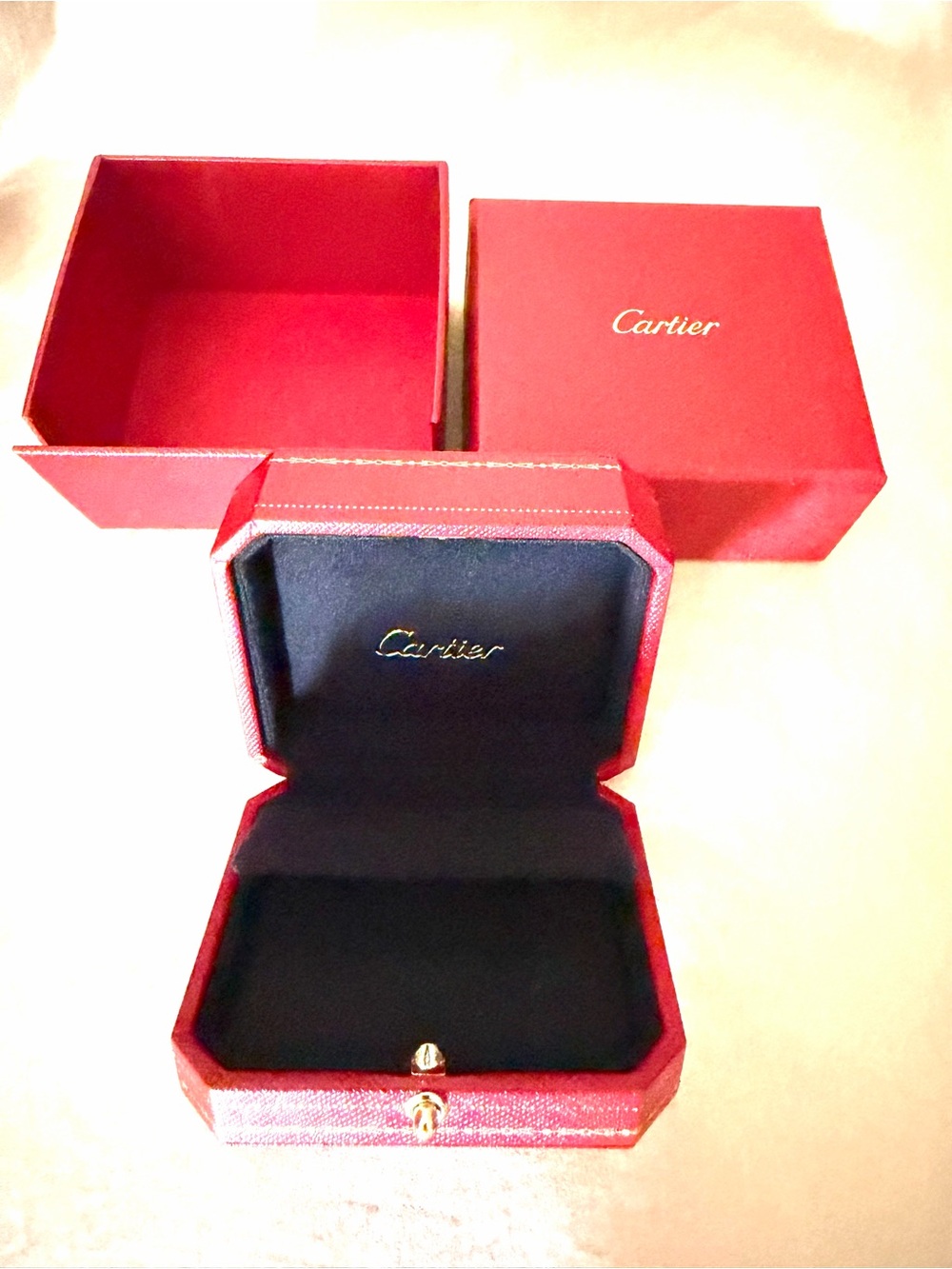 Authentic Cartier red and black earrings jewelry box, no earrings just the box
